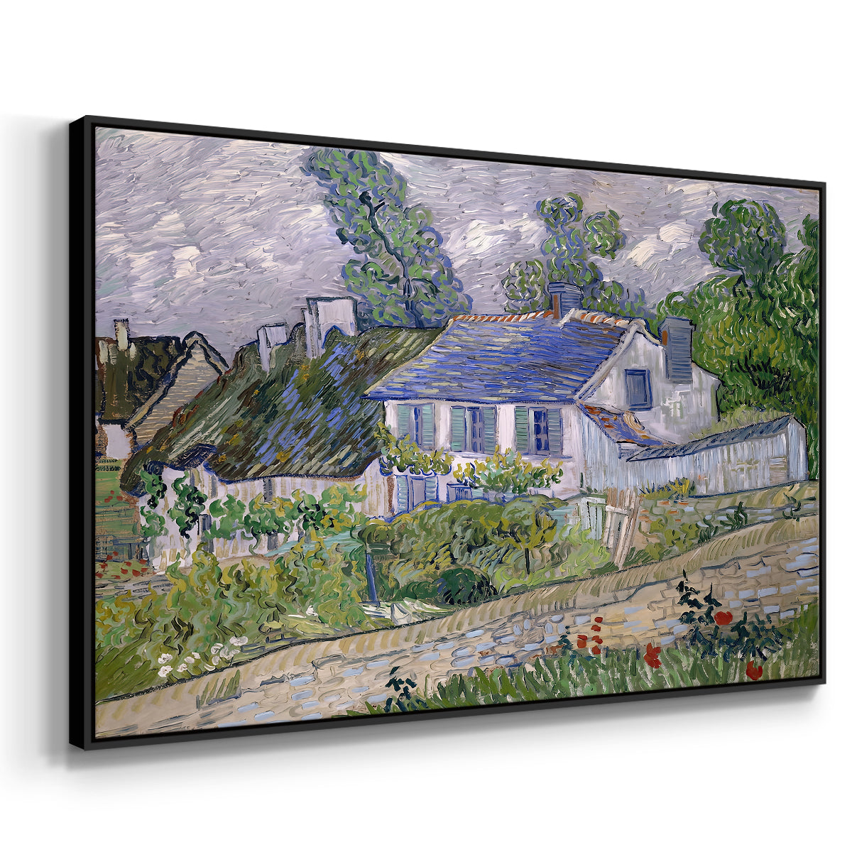 Houses in Auvers, 1890 - Floater Framed Canvas Print