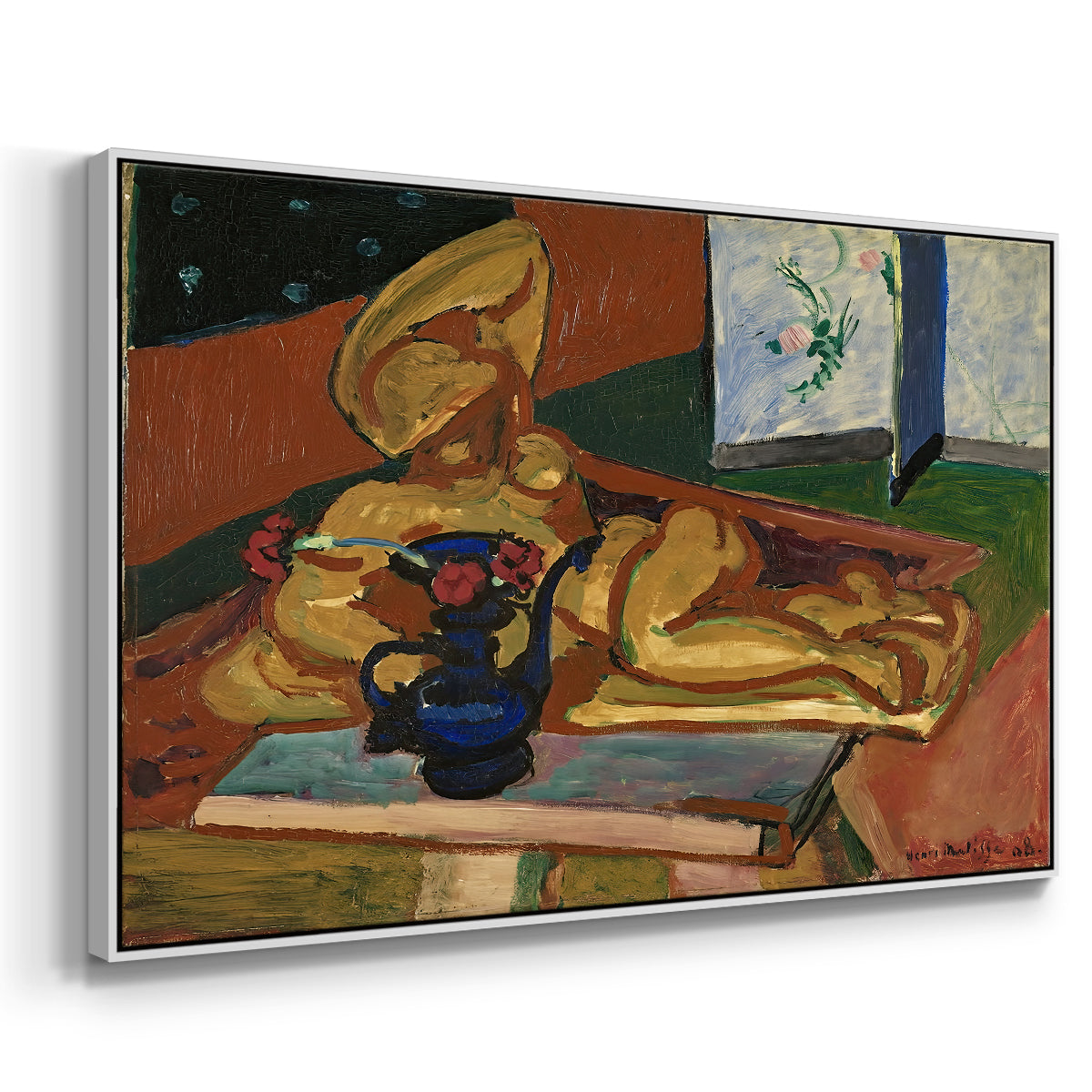 Sculpture and Persian Vase (The Bronze Figure), 1908 - Floater Framed Canvas Print