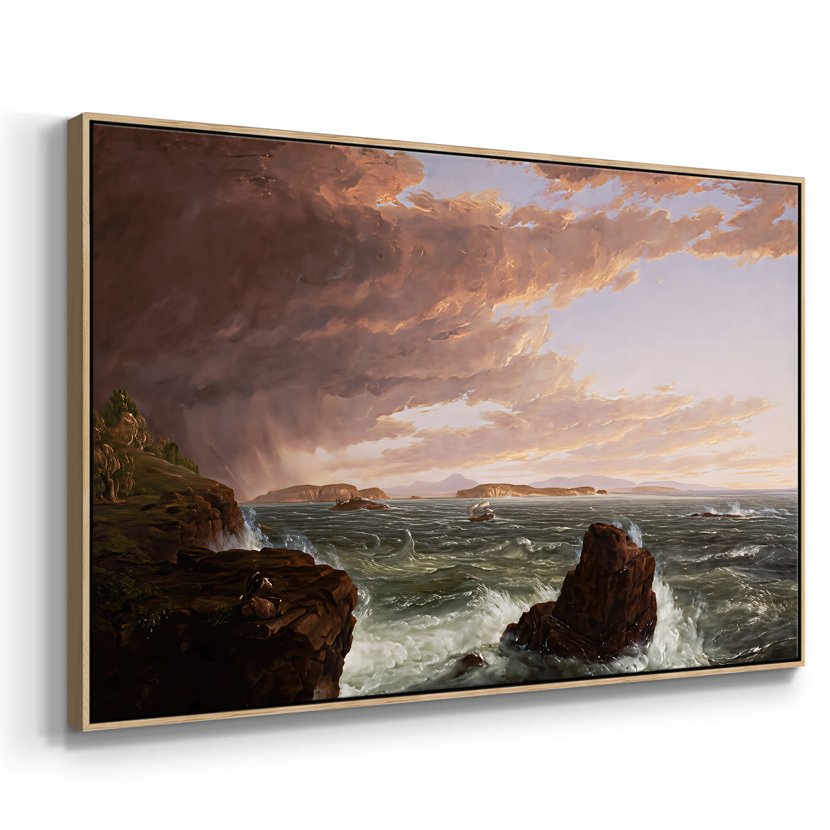 Views Across Frenchman's Bay from Mt. Desert Island, After a Squall, 1845 - Floater Framed Canvas Print