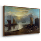 Sun Rising through Vapour: Fishermen Cleaning and Selling Fish, c. 1807 - Floater Framed Canvas Print