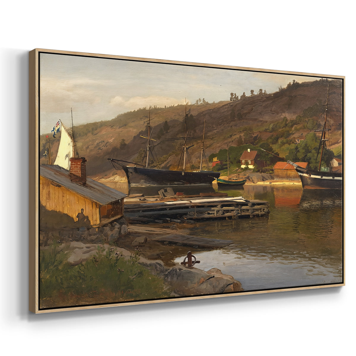 Landingsbrygge Husvik, Drøbak, 1875 - Floater Framed Canvas Print
