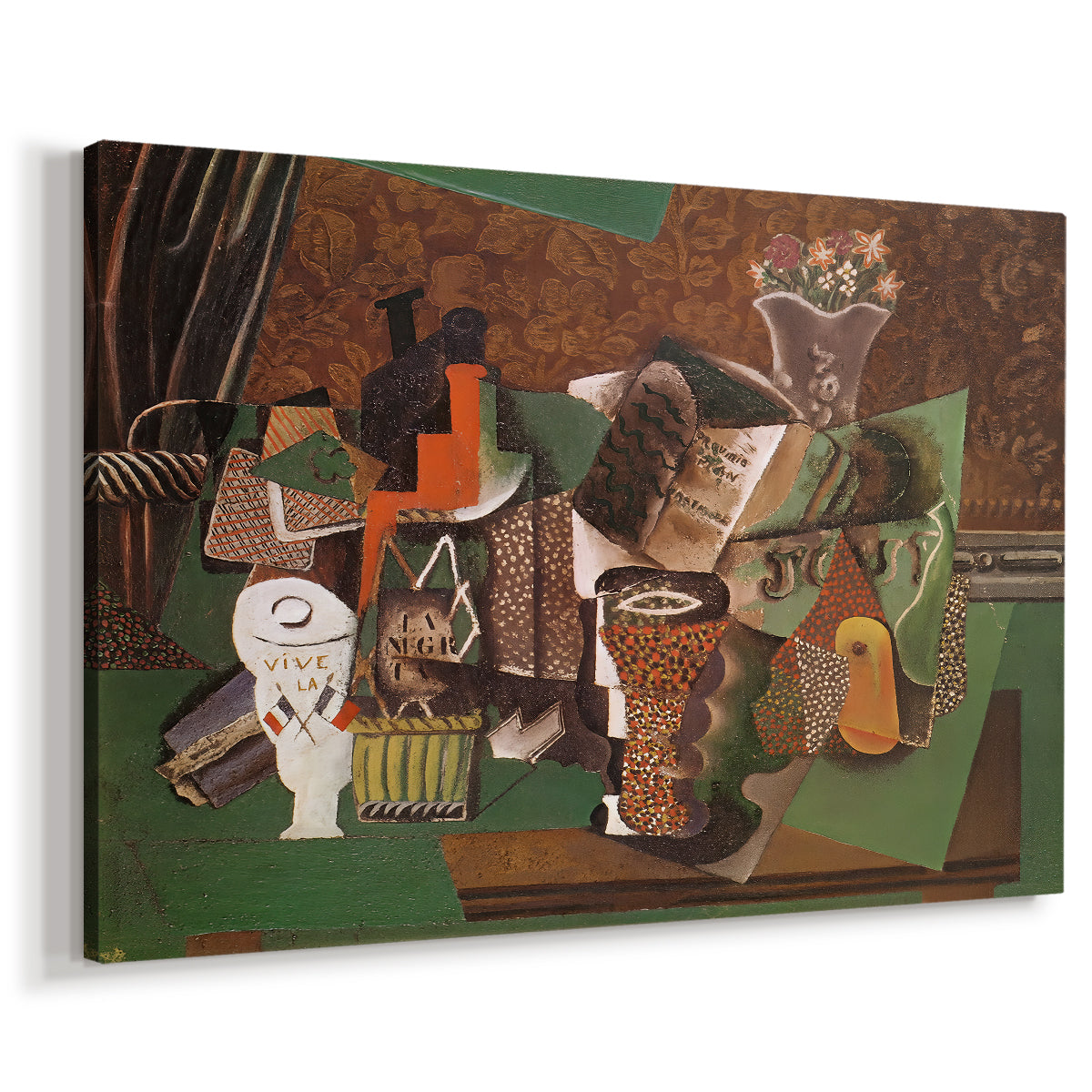 Canvas art print featuring a cubist composition with layered forms, displayed at an angle