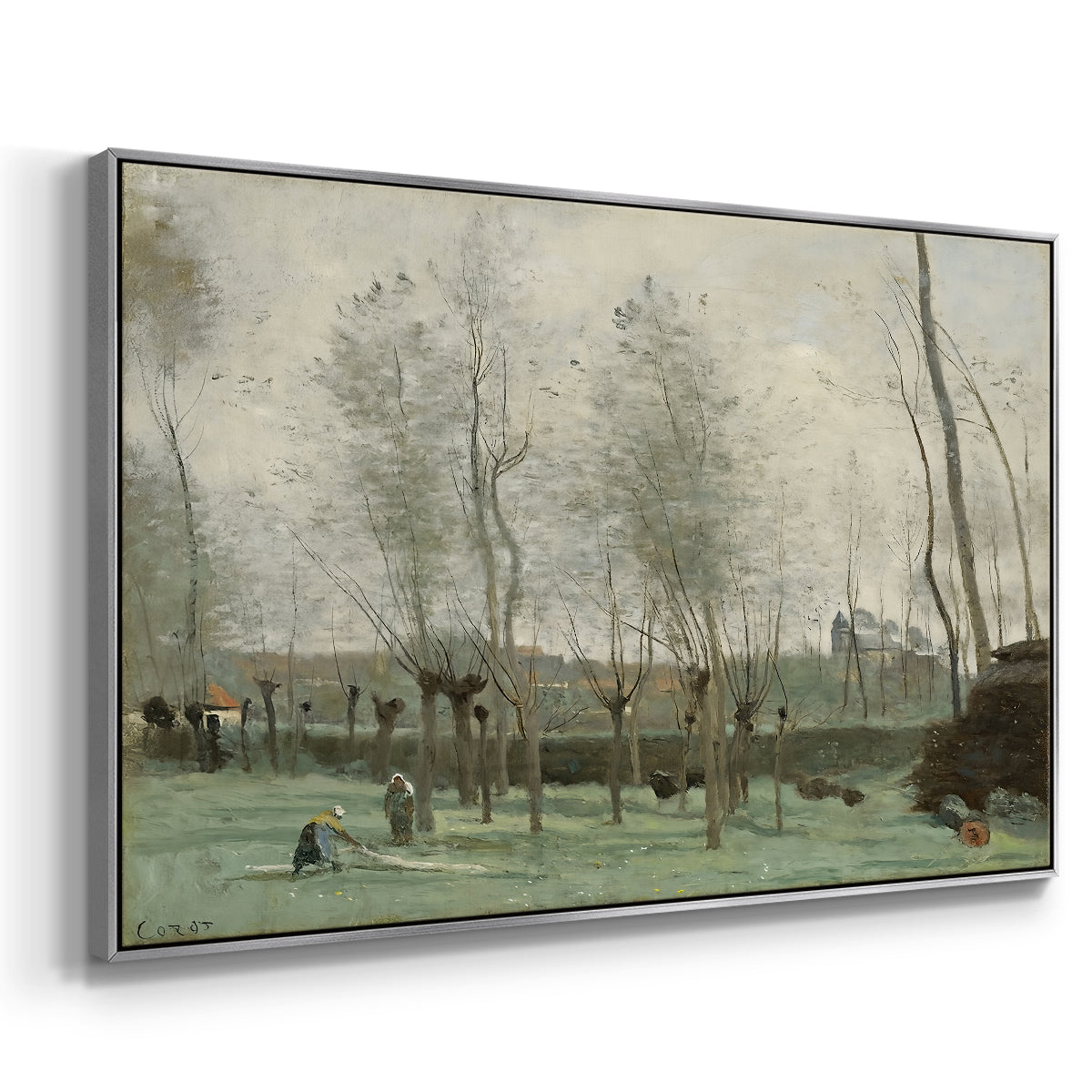 Washerwomen in a Willow Grove, c. 1871 - Floater Framed Canvas Print
