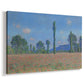 Canvas art print featuring an impressionist landscape of blooming poppies in countryside, displayed at an angle