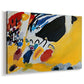 Canvas art print featuring an expressive scene interpreting sound through contrasting color areas, displayed at an angle