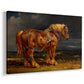 Canvas art print featuring a detailed horse portrait set in expansive countryside, displayed at an angle