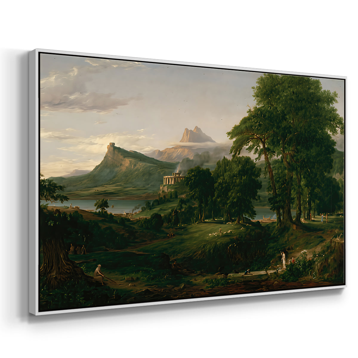 The Course of Empire: The Arcadian or Pastoral State, 1834 - Floater Framed Canvas Print