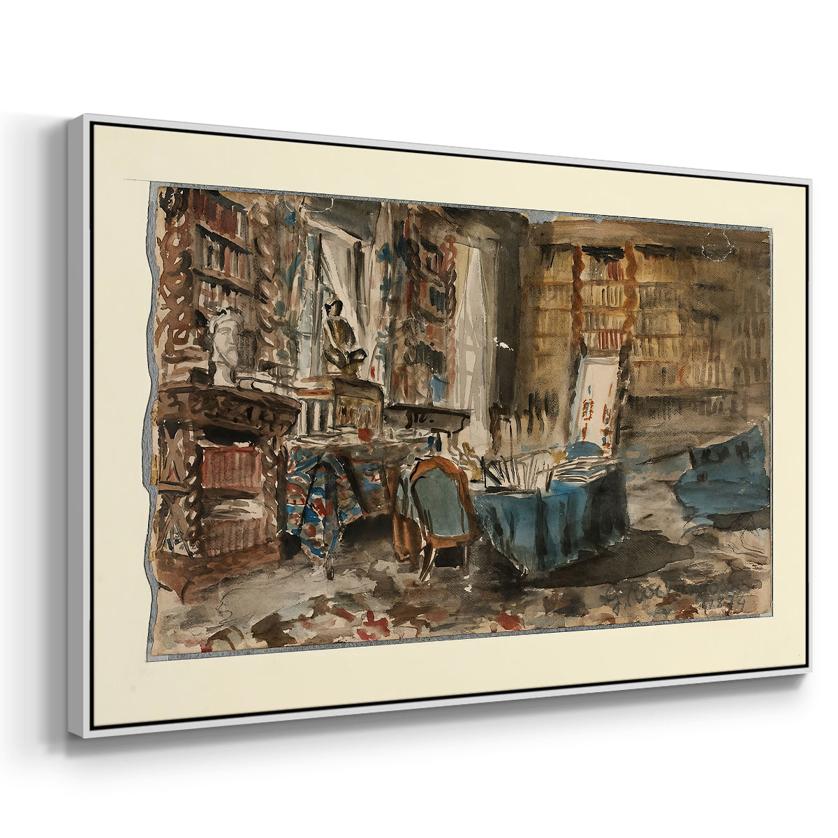 Cabinet de Flaubert à Croisset, 1874 - Floater Framed Canvas Print