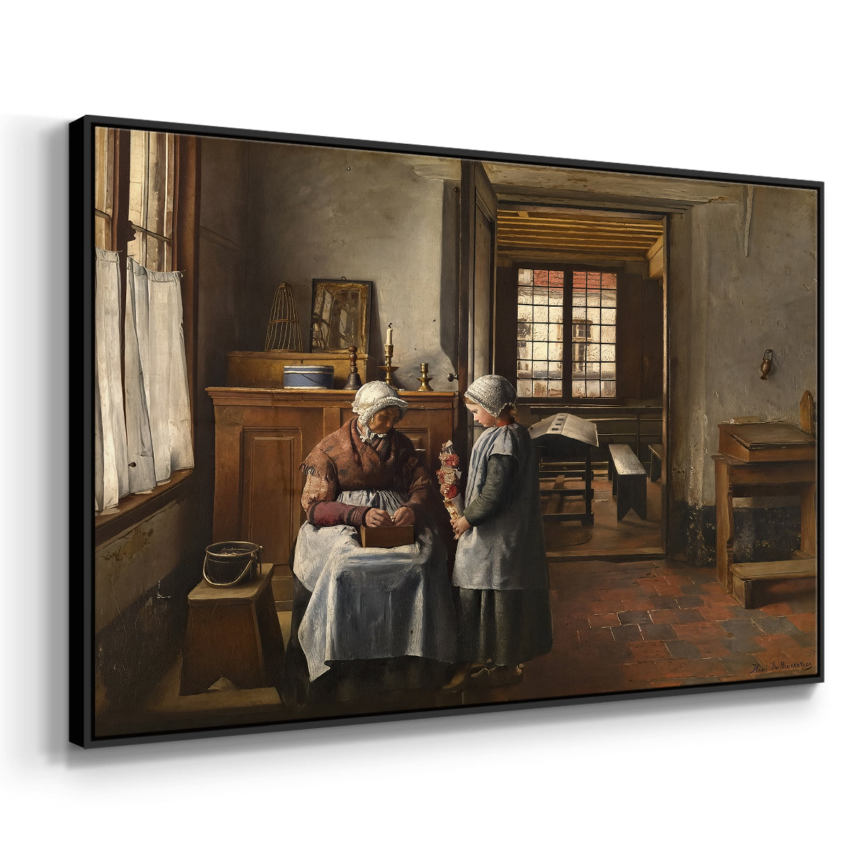 Grandmother's Feast, 1873 - Floater Framed Canvas Print