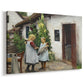 Canvas art print featuring a rural scene with figures near doorway in domestic setting, displayed at an angle
