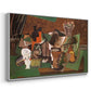 Playing Cards, Glasses, Bottle of Rum: "Vive la France", 1914-1915 - Floater Framed Canvas Print