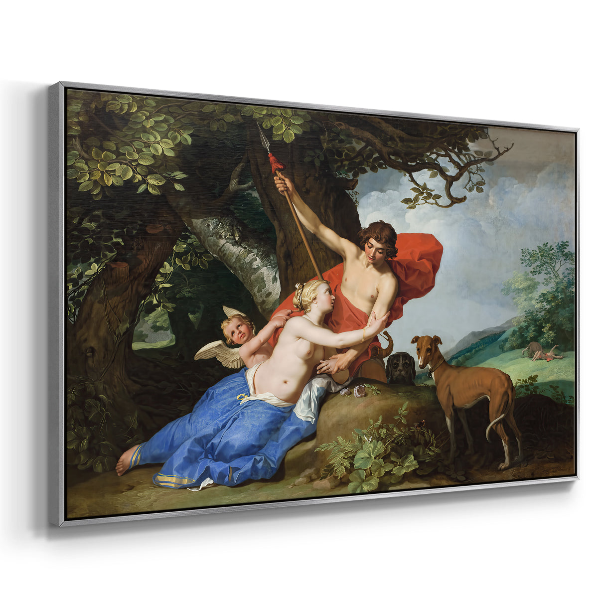 Venus and Adonis, 1632 - Floater Framed Canvas Print