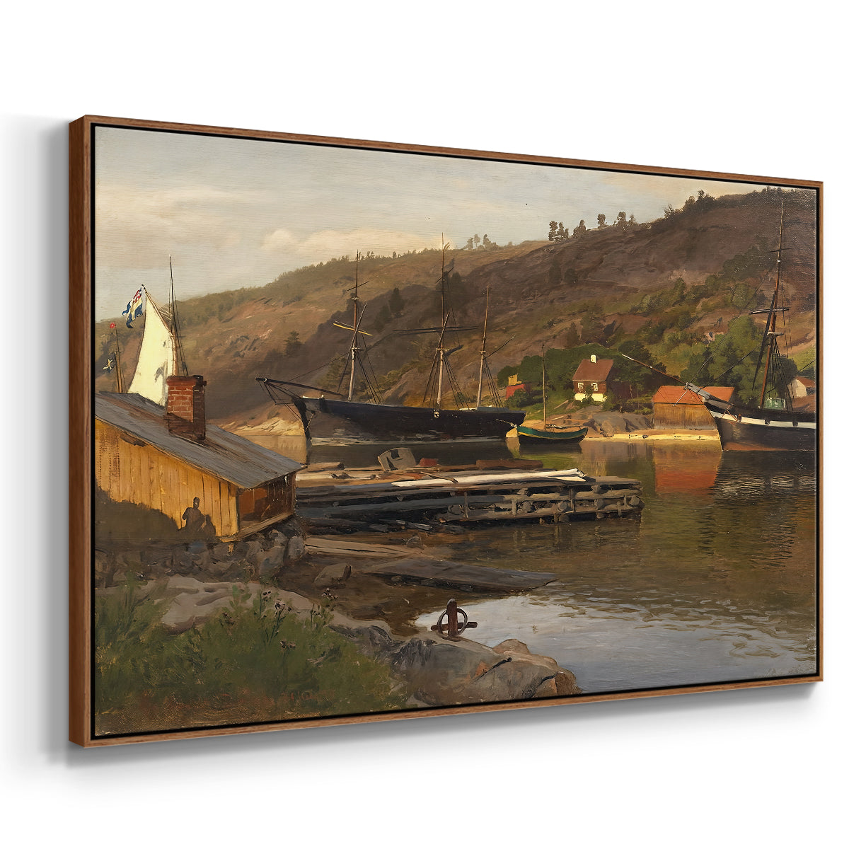 Landingsbrygge Husvik, Drøbak, 1875 - Floater Framed Canvas Print
