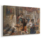 Canvas art print featuring a scene of people resting in historical attire, displayed at an angle