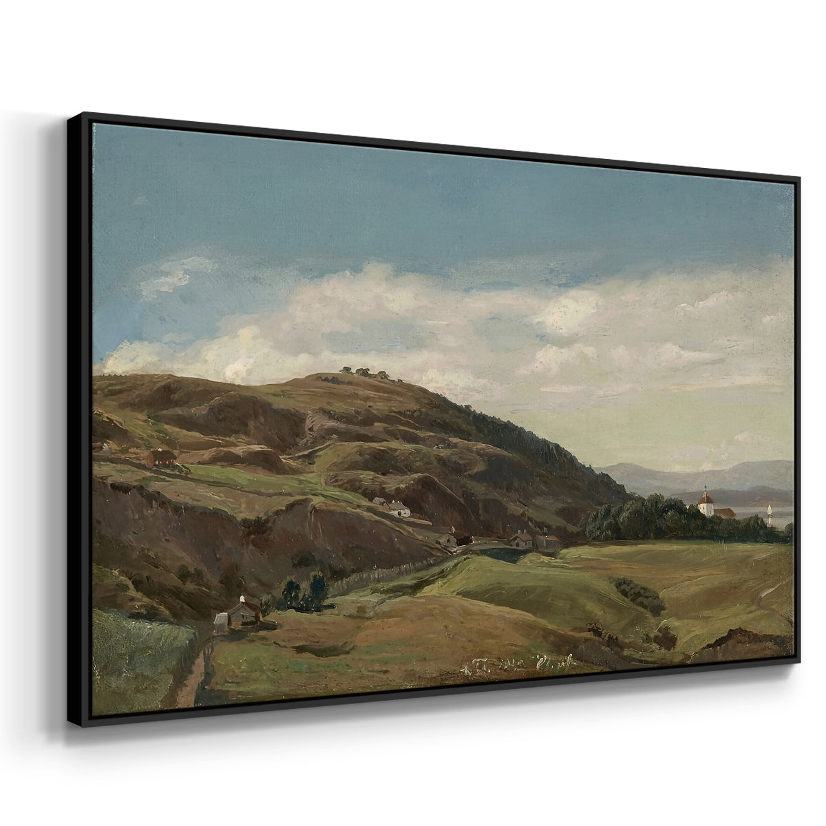 Ekeberg and Oslo Church, 1852 - Floater Framed Canvas Print