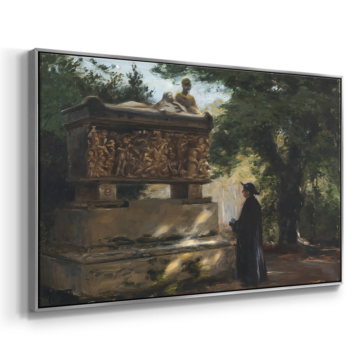A Catholic Priest in Front of a Sarcophagus, c. 1857 - Floater Framed Canvas Print