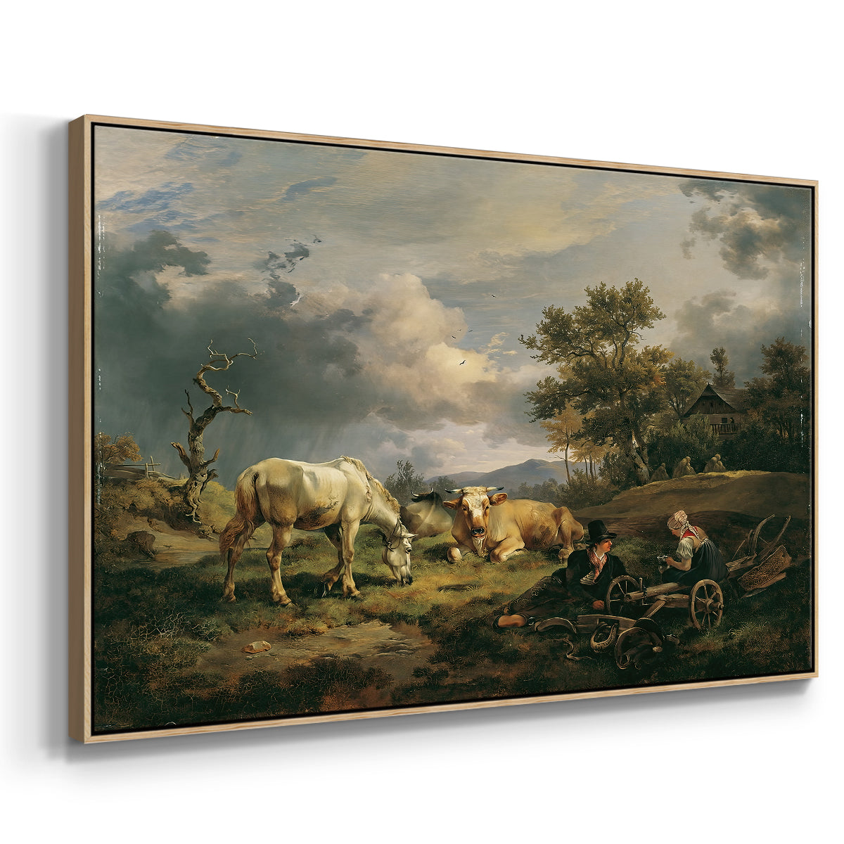Young Peasant Couple Resting in the Field, 1829 - Floater Framed Canvas Print