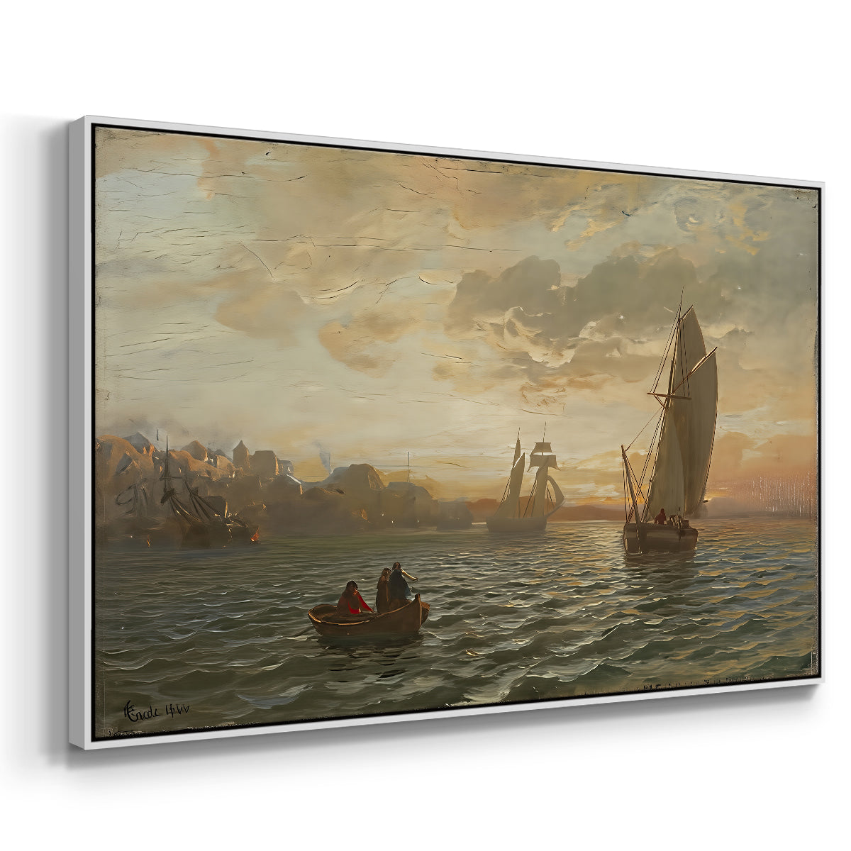 View from the Oslofjord, 1866 - Floater Framed Canvas Print