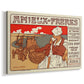 Canvas art print featuring a colorful poster design featuring stylized people and ornate lettering, displayed at an angle