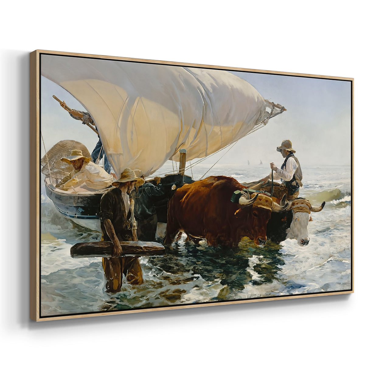 The Return from Fishing: Hauling the Boat, 1894 - Floater Framed Canvas Print
