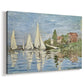 Canvas art print featuring a lively regatta scene with multiple boats and fluttering sails, displayed at an angle
