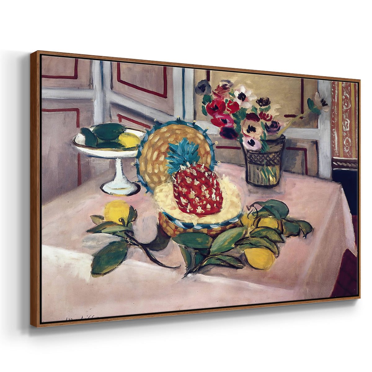 Still Life with Pineapple and Lemons, 1925 - Floater Framed Canvas Print