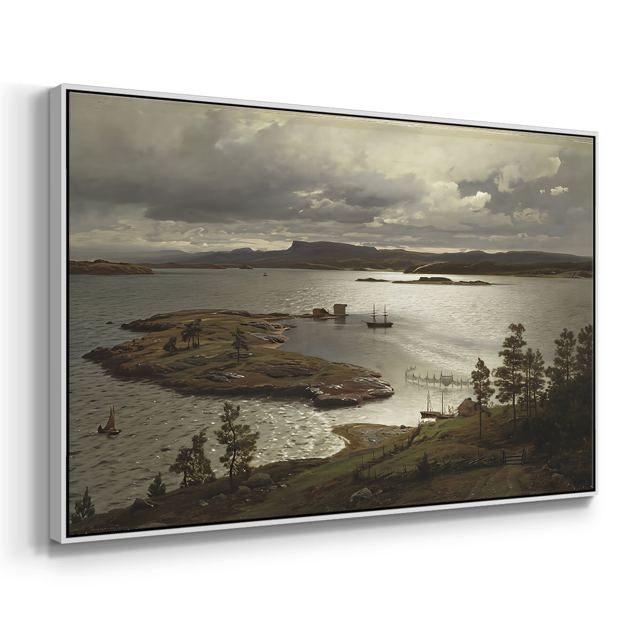 The Fjord at Sandviken (Sandviksfjorden), 1879 - Floater Framed Canvas Print