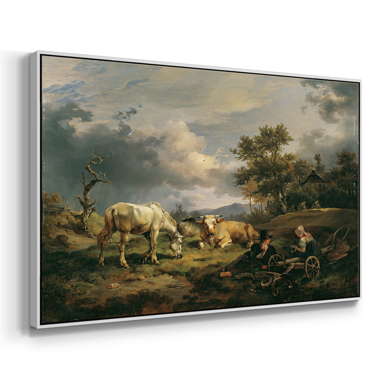 Young Peasant Couple Resting in the Field, 1829 - Floater Framed Canvas Print