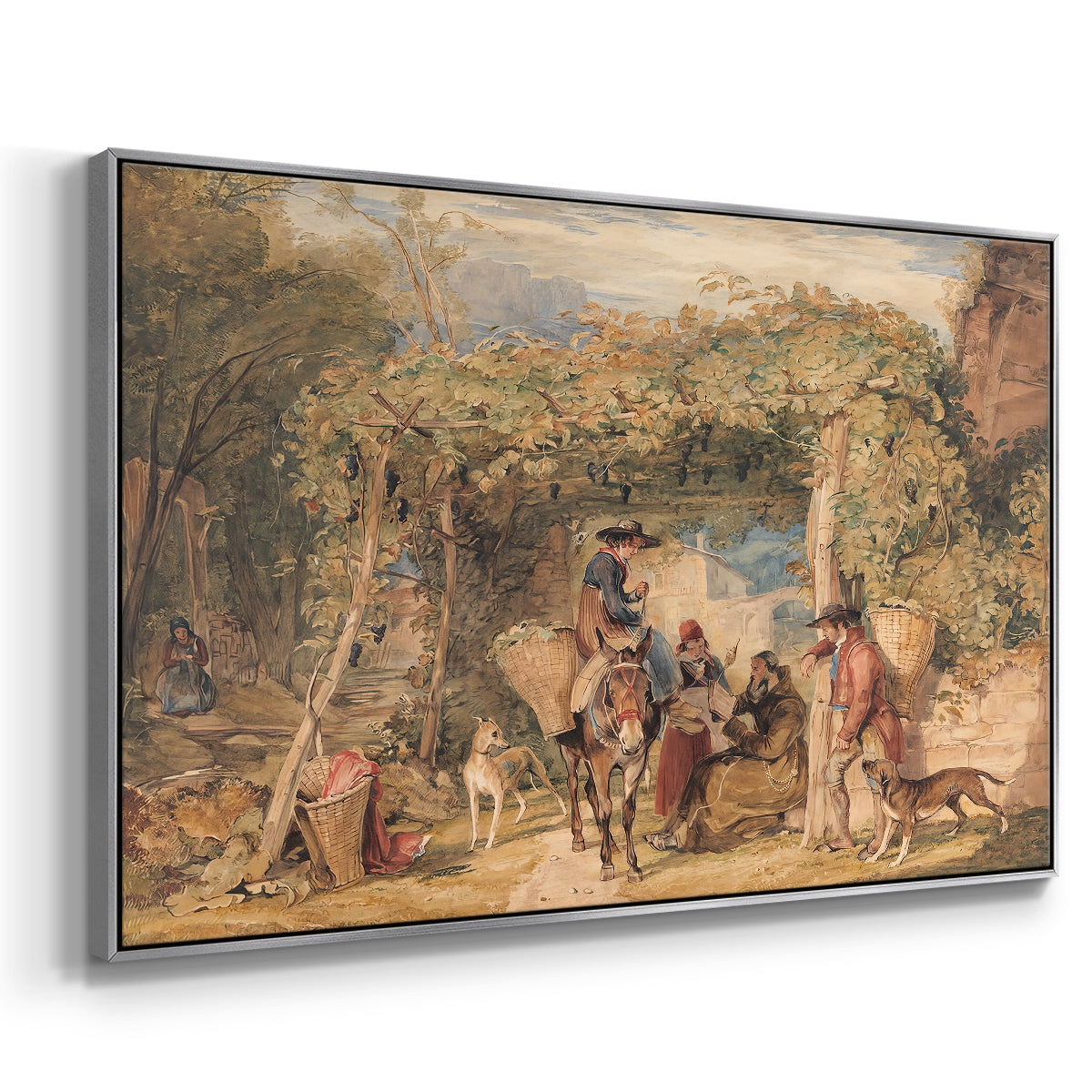 Figures and Animals in a Vineyard, c. 1829 - Floater Framed Canvas Print