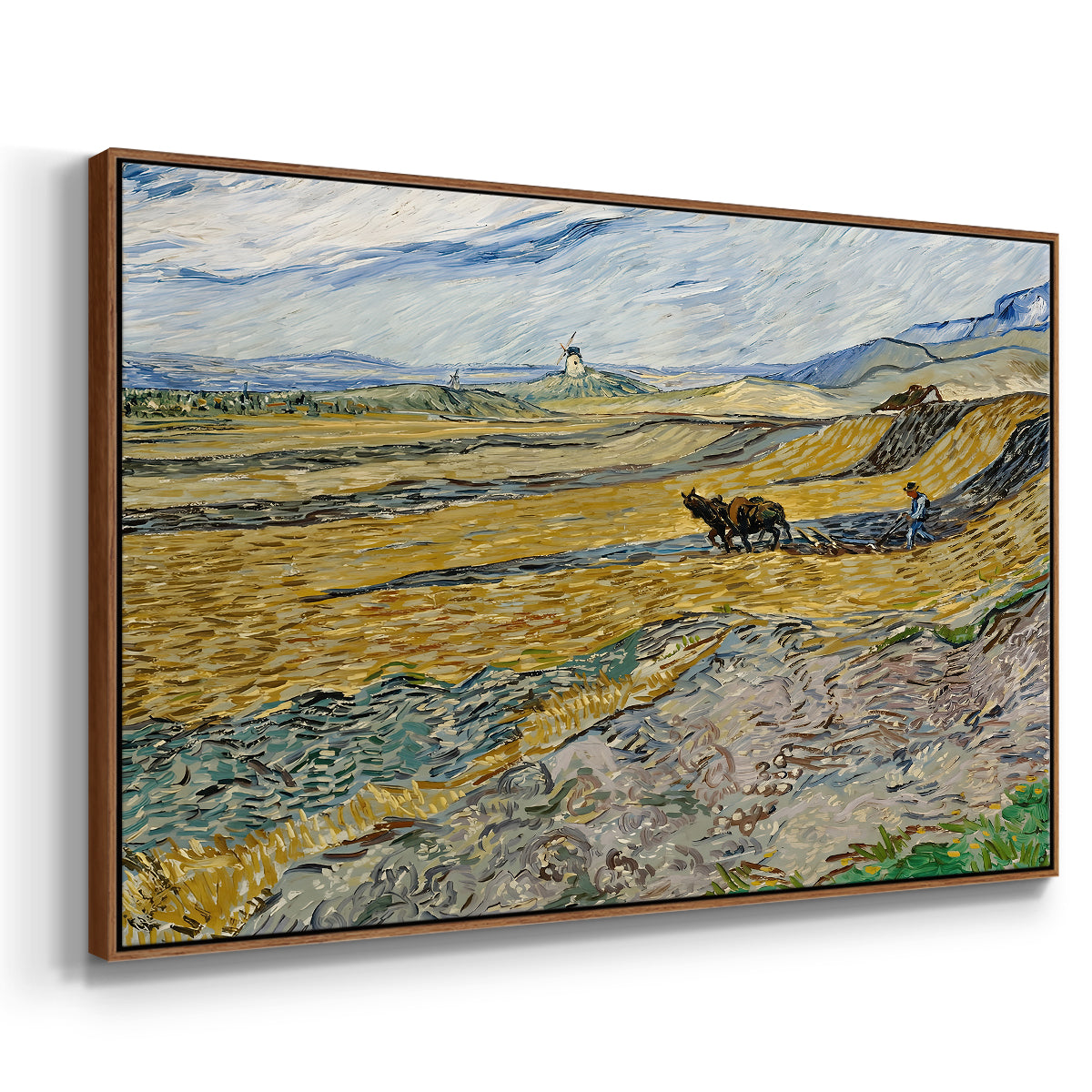 Enclosed Field with Ploughman, 1889 - Floater Framed Canvas Print