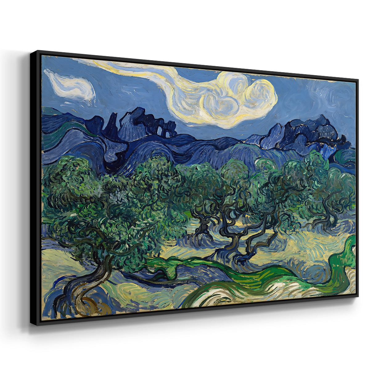 Olive Trees with the Alpilles in the Background, 1889 - Floater Framed Canvas Print