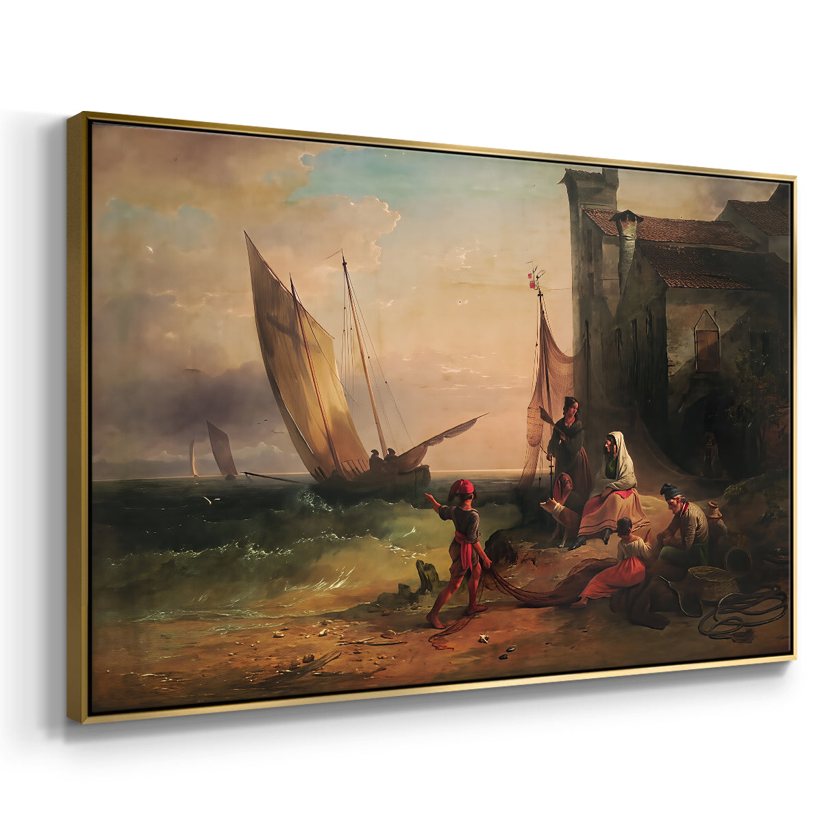Fisherman's Family from Chioggia, 1838 - Floater Framed Canvas Print