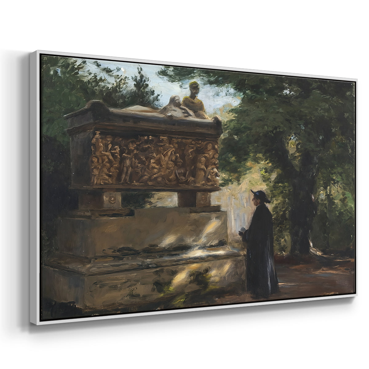 A Catholic Priest in Front of a Sarcophagus, c. 1857 - Floater Framed Canvas Print