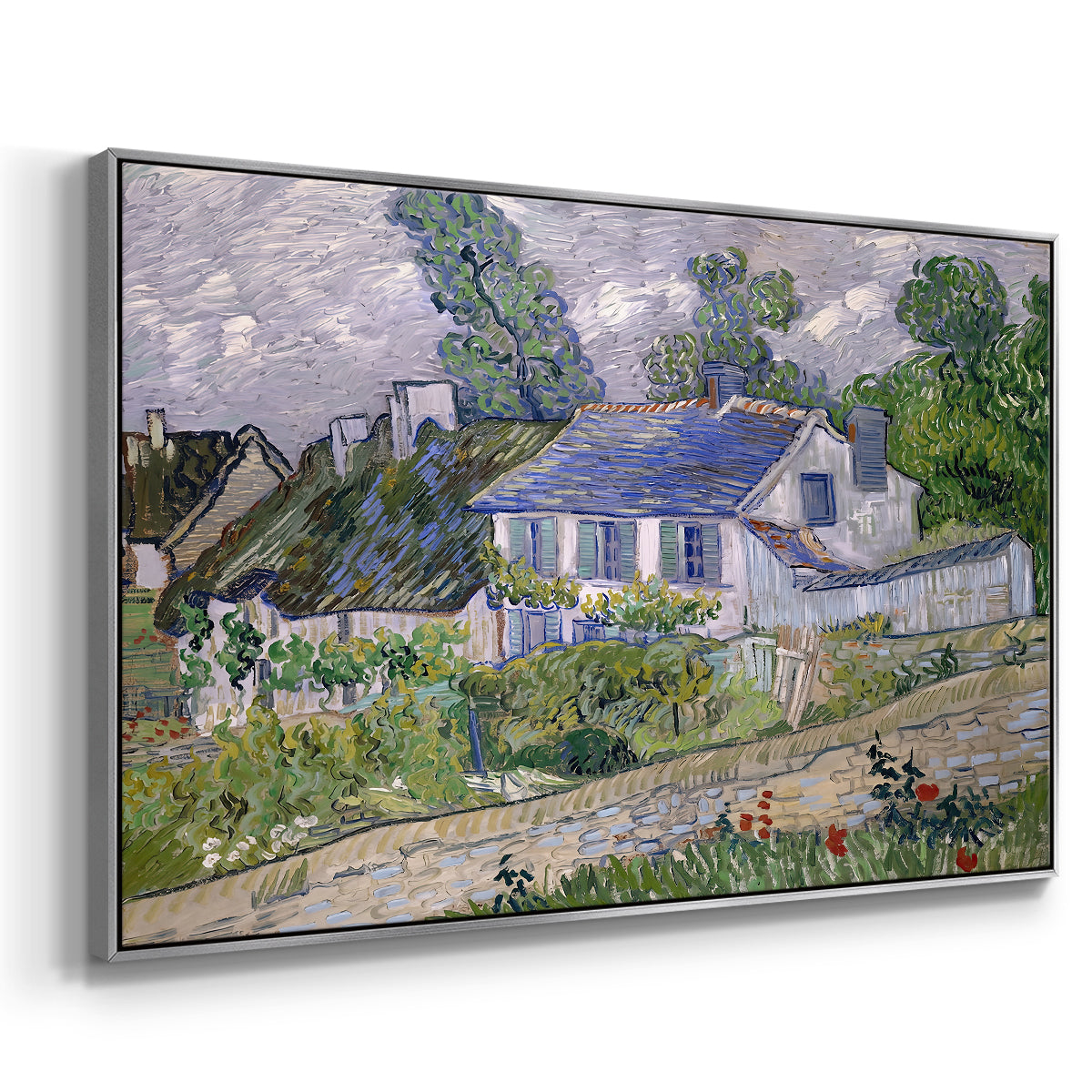 Houses in Auvers, 1890 - Floater Framed Canvas Print