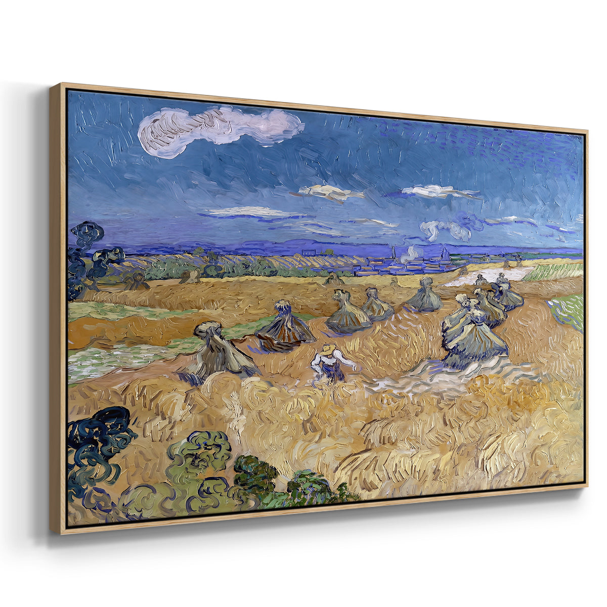 Wheat Field with Reaper, Auvers, 1888 - Floater Framed Canvas Print