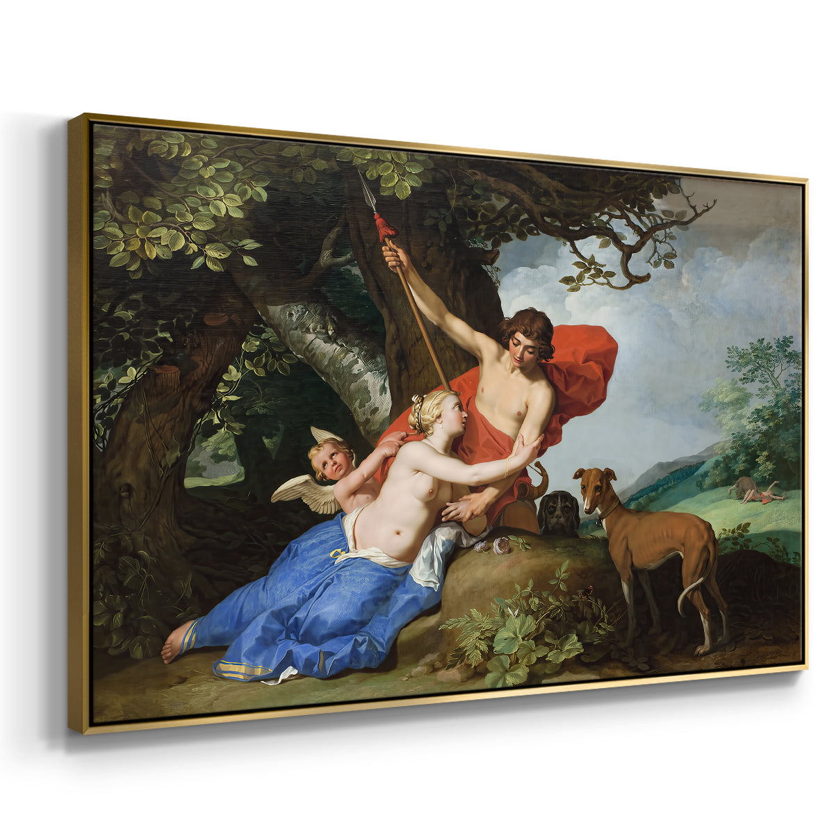 Venus and Adonis, 1632 - Floater Framed Canvas Print