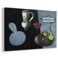 Canvas art print featuring a simplified still life of gourds in a modern setting, displayed at an angle