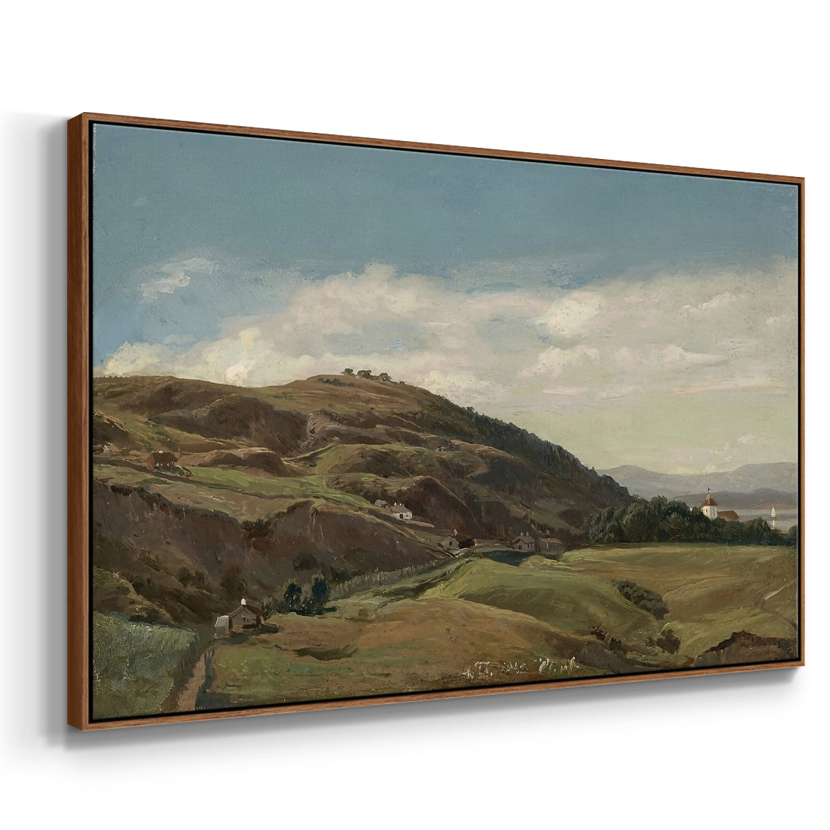 Ekeberg and Oslo Church, 1852 - Floater Framed Canvas Print
