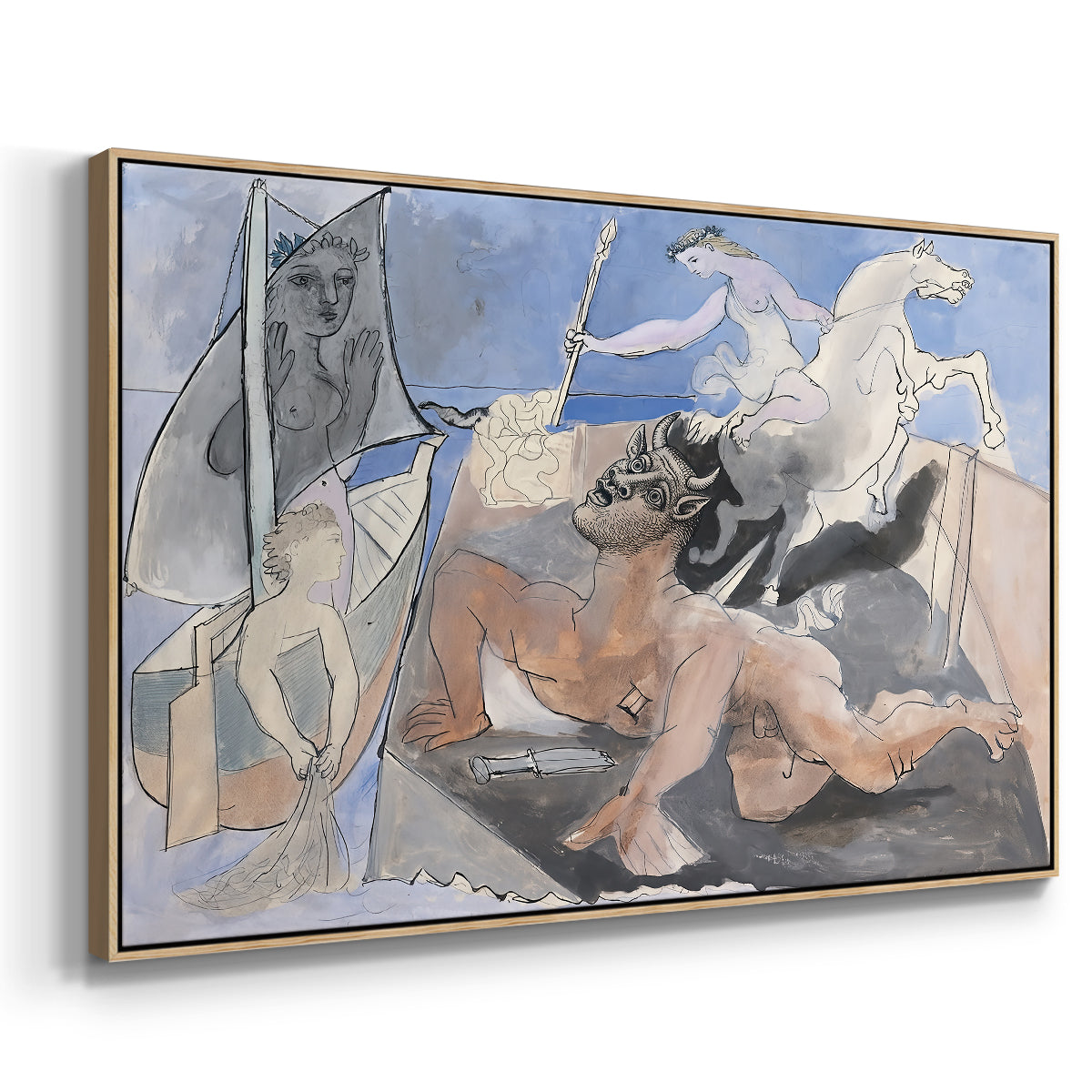 Composition with Minotaur, 1936 - Floater Framed Canvas Print