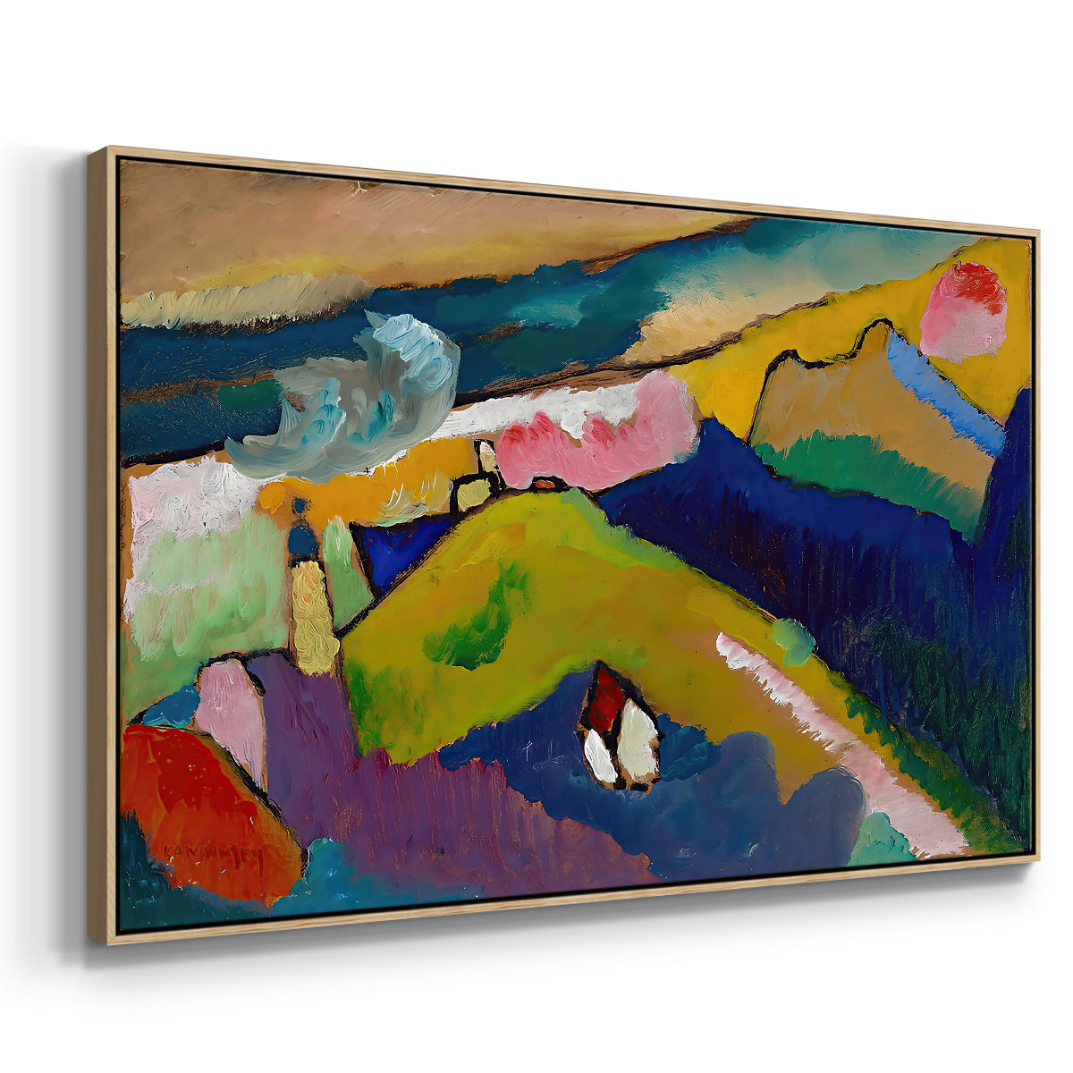 Murnau Mountain Landscape with Church, 1910 - Floater Framed Canvas Print
