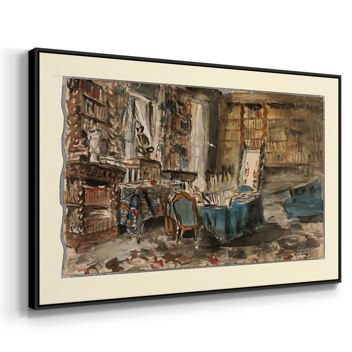 Cabinet de Flaubert à Croisset, 1874 - Floater Framed Canvas Print