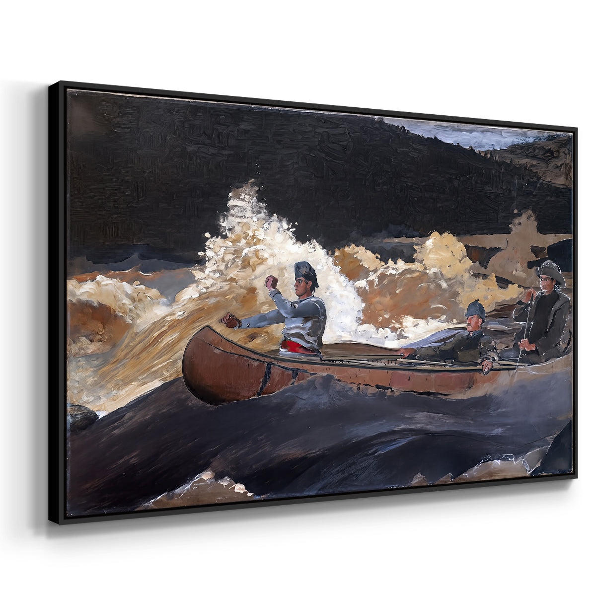 Shooting the Rapids, Saguenay River, 1905-1910 - Floater Framed Canvas Print