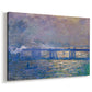 Canvas art print featuring an urban landscape with bridge and water rendered in blurred tones, displayed at an angle