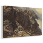 Canvas art print featuring a detailed study of rugged mountain landscape with sharp contours, displayed at an angle