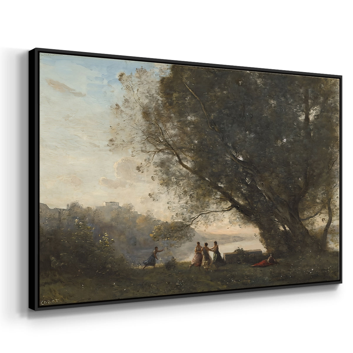 Dance Under the Trees at the Edge of the Lake, c. 1865-1870 - Floater Framed Canvas Print