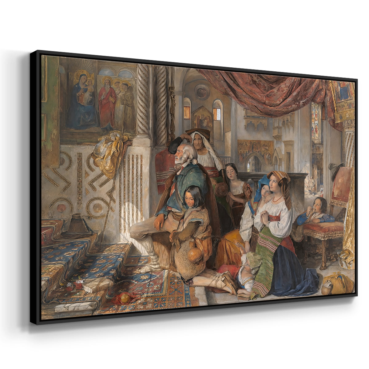 Roman Pilgrims, 1854 - Floater Framed Canvas Print