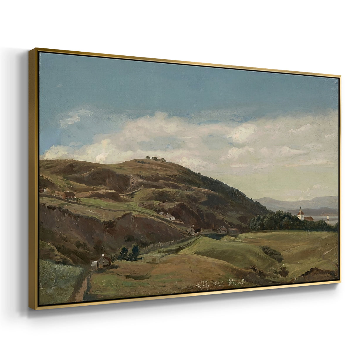 Ekeberg and Oslo Church, 1852 - Floater Framed Canvas Print