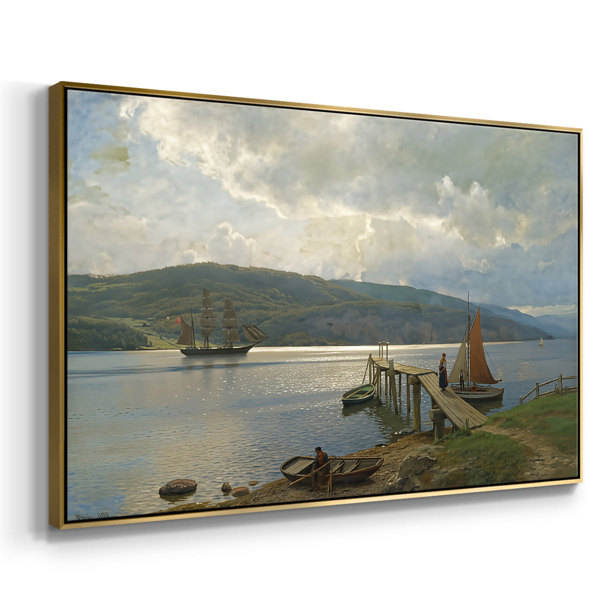 The Jetty at Feste near Moss, 1898 - Floater Framed Canvas Print