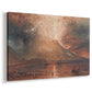 Canvas art print featuring a dramatic natural scene with fire and ash, displayed at an angle
