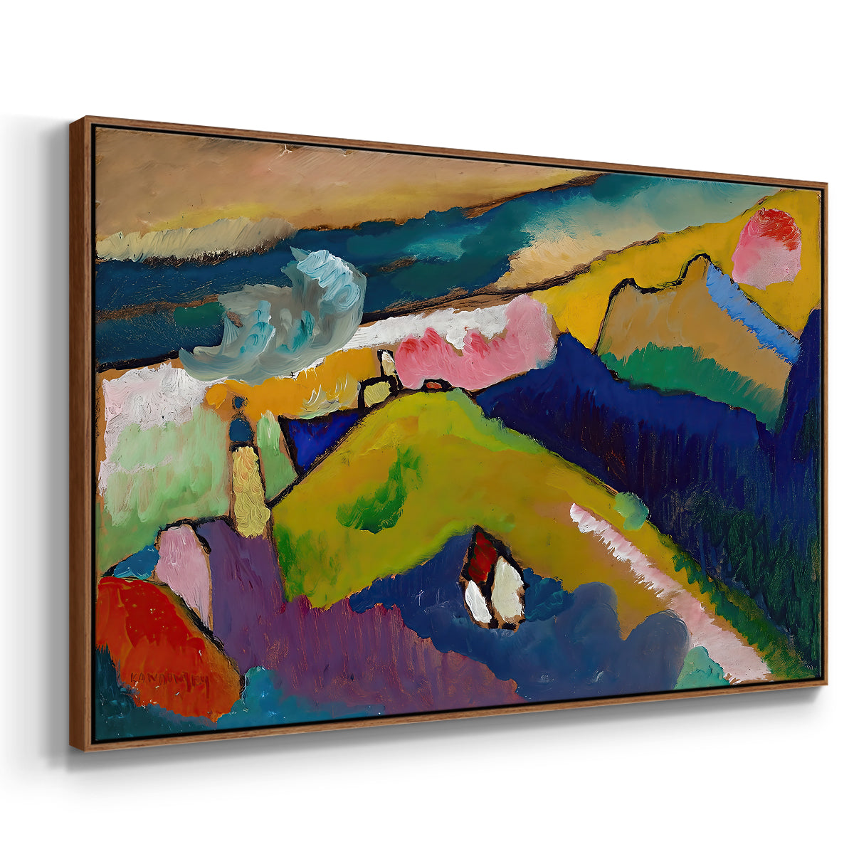 Murnau Mountain Landscape with Church, 1910 - Floater Framed Canvas Print